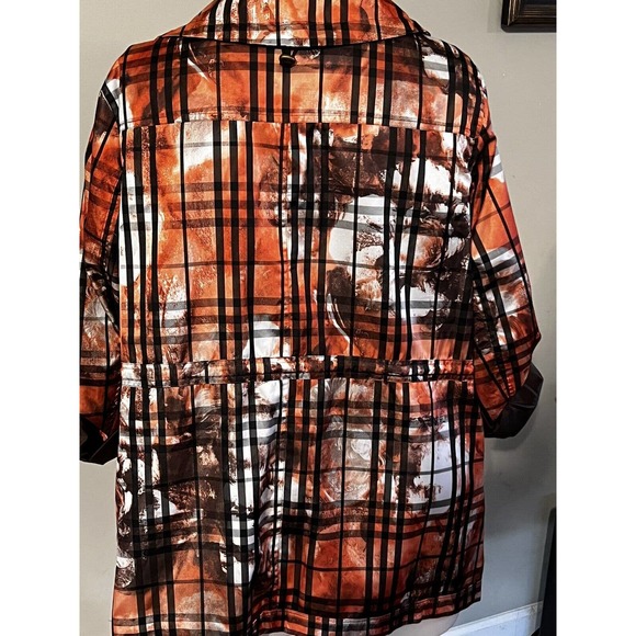 MULTIPLES Jacket 0X 14W Rolled Sleeved Zip Front Rain Orange Brown White NWT - Picture 5 of 12